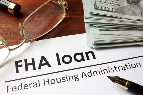 Ppaer with FHA Loan, Federal Housing Administrator, Pen, Glasses, Stack of Money