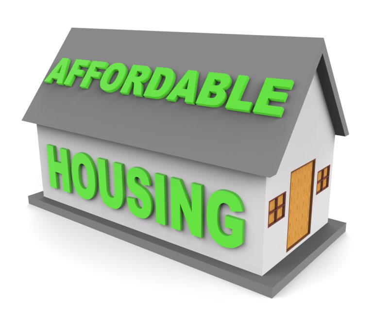 House that reads Affordable Housing representing cheap houses