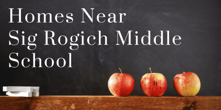 Chalkboard in a school room with apples and the words read homes near sig rogich middle school