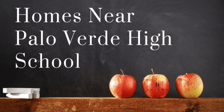School Chalkboard with Apples reads Homes Near Palo Verde High School