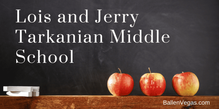 Chalkboard with Targanian Middle School written with BallenVegas.com and ballen logo on center apple of 3 red apples