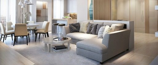 example of Las Vegas Condo living room in neutral tones