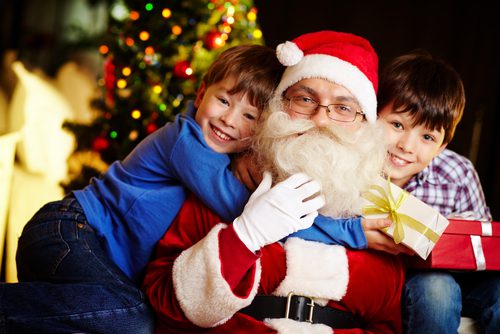 Photos with Santa - Hugs with 2 kids