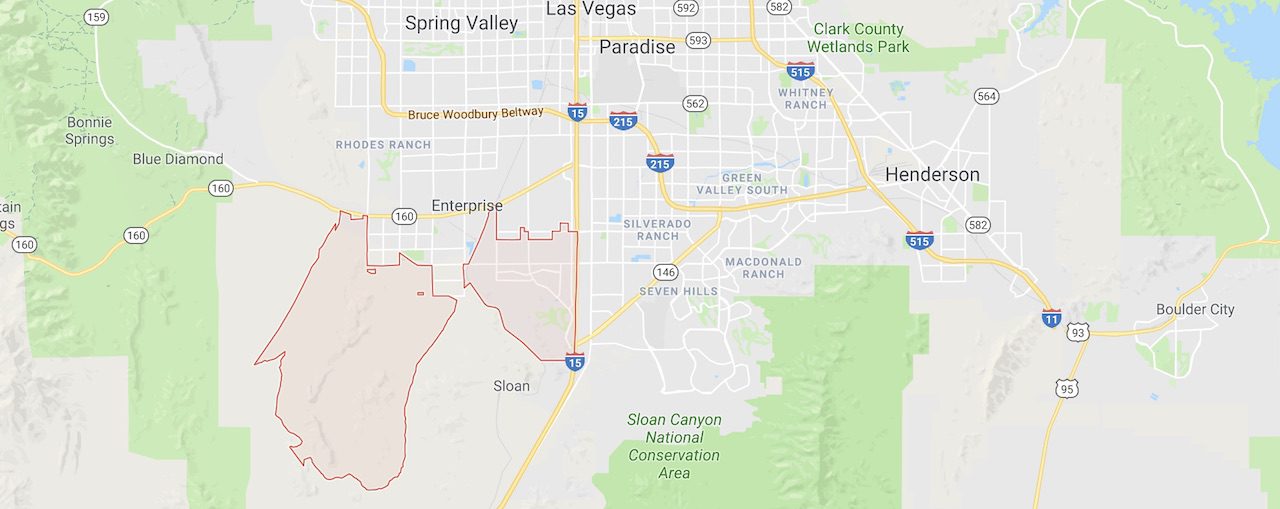 The boundaries of the 89141 zip code are marked in red on a Las Vegas city map