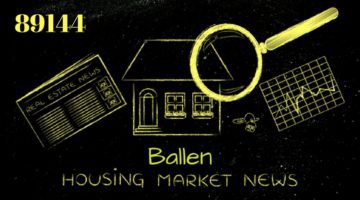 Graph with house, magnifying glass, newspapers and the words 89144, Ballen Housing Market News
