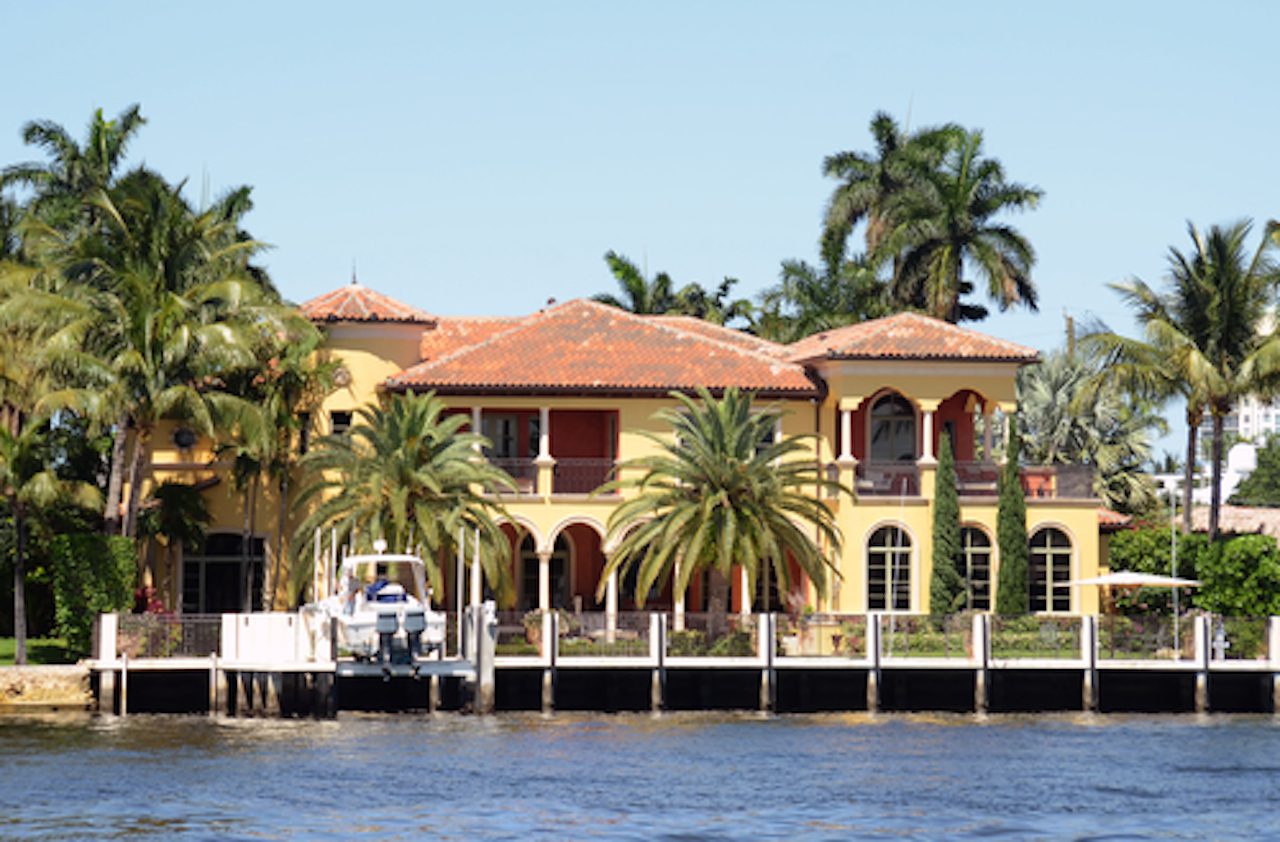 Large luxury home is on the water in what could be Lake Las Vegas