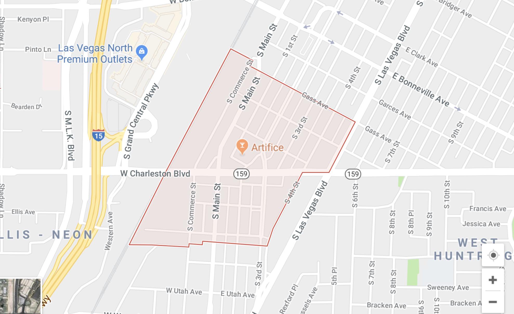 Map of the Las Vegas Arts District