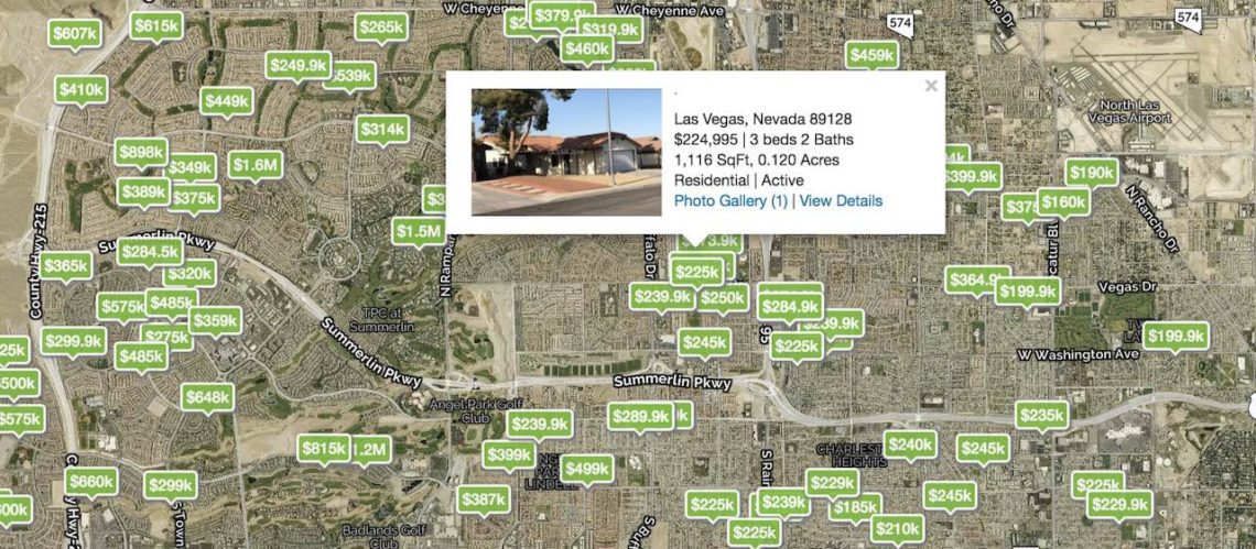 Homes pinned on a map of las vegas feaaturing the Northwest area of the valley