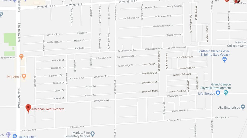 Location of American Reserve Homes on the Las Vegas City Map