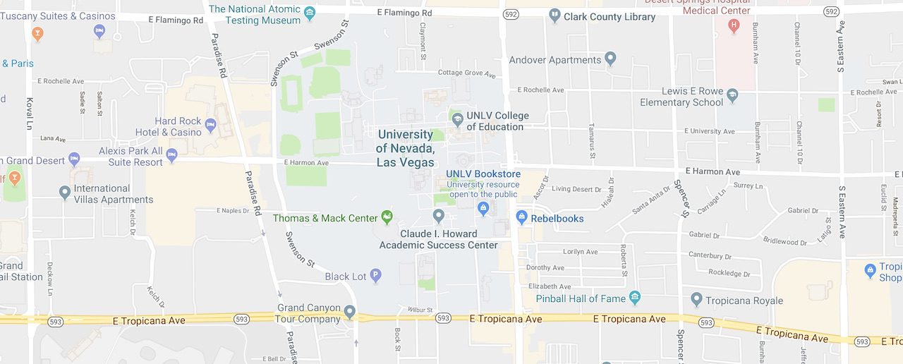 City of Las Vegas Map showing the location of UNLV