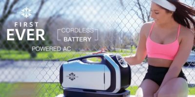 The Zero Breeze Portable air conditioner is perfect for camping or another outdoor event.