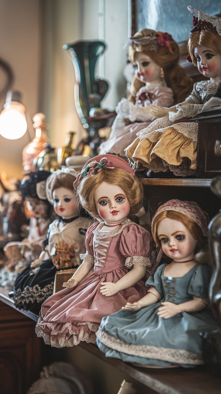 Antique Porcelain Dolls: A collection of dolls with eerie, lifelike gazes. Many visitors report feeling as though they’re being watched.